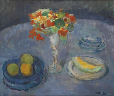 A still life with fruits and Indian cress by Jeanne Bieruma Oosting - Auction record, sale price, and art valuation. Compare with similar artists and explore comparable artworks.