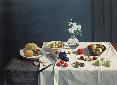 A still life with fruits and flowers