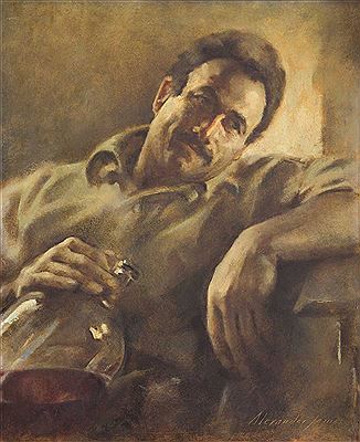 Gentleman drinking from a bottle