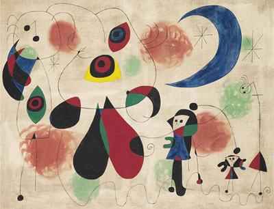 Painting (Women, Moon, Birds)