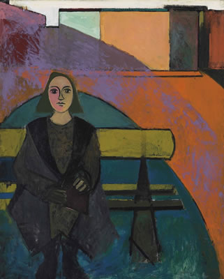 Femme au banc vert