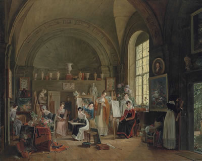 The visit of the Empress Marie Louise to the studio of Jan Frans van Dael at the Sorbonne, Paris