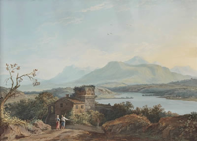 A view of Poggio Mirteto with the Sabine Mountains in the distance