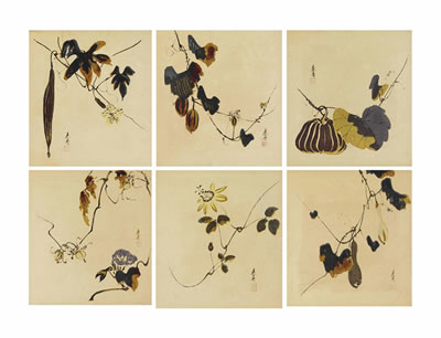 A GROUP OF SIX LACQUER PAINTINGS (6)