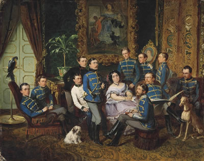 Portrait of Countess Julia Samoilova (1803-1875) with Austrian Hussars