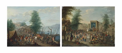 Le marché aux poissons; et La Commedia dell'Arte (2) by Balthasar Beschey - Auction record, sale price, and art valuation. Compare with similar artists and explore comparable artworks.