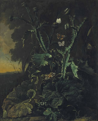 Nature morte aux chardons et aux papillons