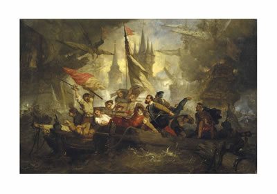 Scène de bataille navale