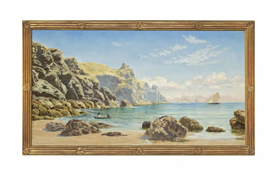 Housel Bay, the Lizard Peninsula, Cornwall by John Brett - Auction record, sale price, and art valuation. Compare with similar artists and explore comparable artworks.