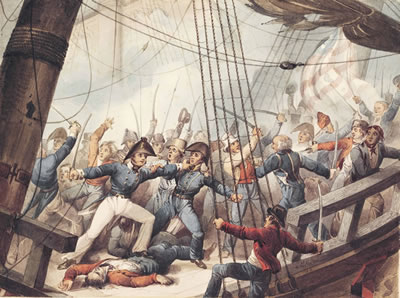 The boarding and taking of the American frigate "Chesapeak" by HM Frigate "Shannon", 1st June 1813