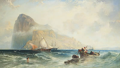 The Rock of Gibraltar looking towards the African coast