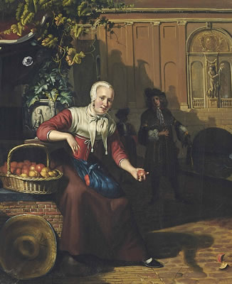 A fruit seller by a canal
