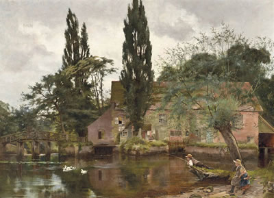 Children fishing in the Avon