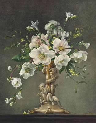 Winter roses with freesias and mistletoe by Herbert Davis Richter - Auction record, sale price, and art valuation. Compare with similar artists and explore comparable artworks.