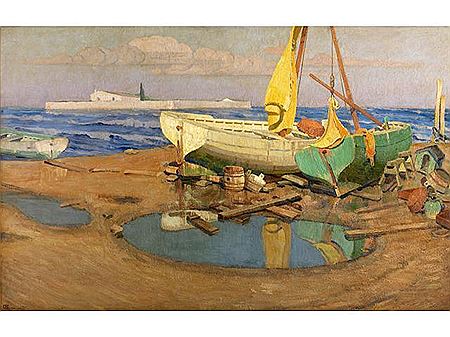 "Vieilles barques dans la lagune de Venise"