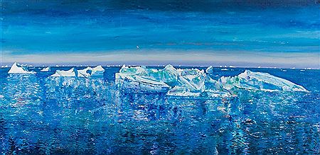 Icebergs drifting seawards, 1989
