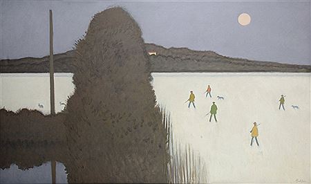 Shooting party in a winter landscape