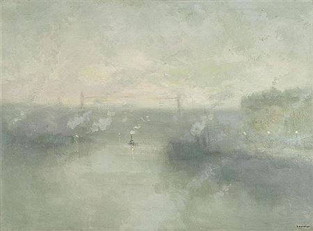 Le transbordeur, Rouen (fin de crépuscule)