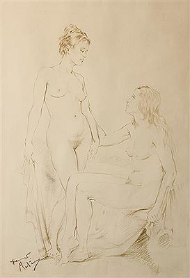 Two nudes conversing by Franco Matania - Auction record, sale price, and art valuation. Compare with similar artists and explore comparable artworks.