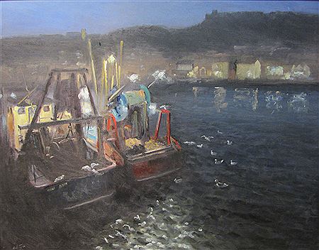 Scarborough Harbour at Night