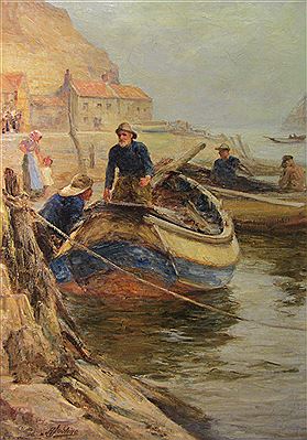 Fishing boats at Staithes by Robert Jobling - Auction record, sale price, and art valuation. Compare with similar artists and explore comparable artworks.