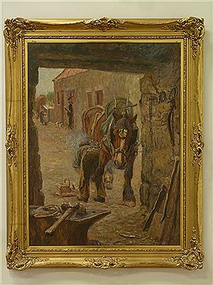 Sample artwork by James William Booth (1867 - 1953), known for rustic genre and landscape painting - View similar artists and auction records