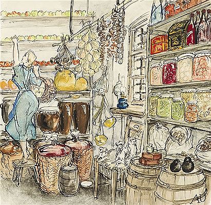 Sample artwork by Antoni Uniechowski (1903 - 1979), known for cartooning, magazine illustration, graphics for books, costume design - View similar artists and auction records