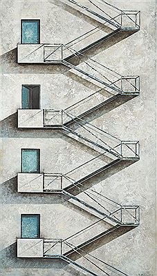 Sample artwork by Sonia Ruciak (Born 1987), known for geometric architectural image painting - View similar artists and auction records
