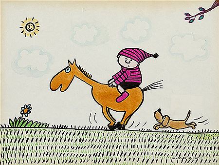 Gapiszon na koniu - ilustracja