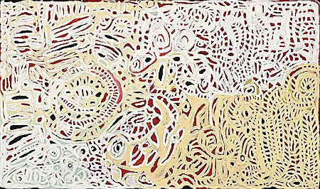 Sample artwork by Dickie Minyintiri (Born c.1915), known for aboriginal art - View similar artists and auction records