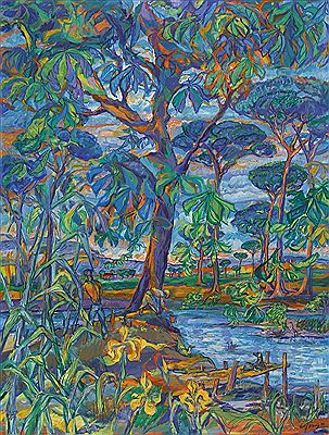 Asiatische Flusslandschaft