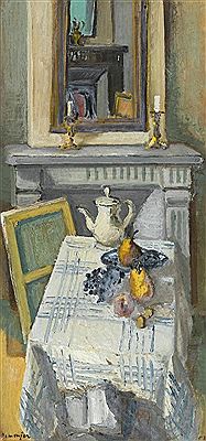 "Intérieur aux fruits et miroir"