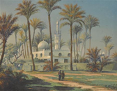 Landschaft mit Moschee und Staffage