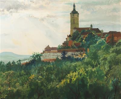View of MelnÃk by Adolf J Jelinek Alex - Auction record, sale price, and art valuation. Compare with similar artists and explore comparable artworks.