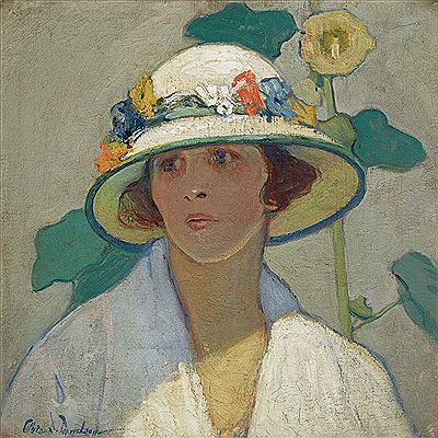 Young Woman Wearing a White Hat