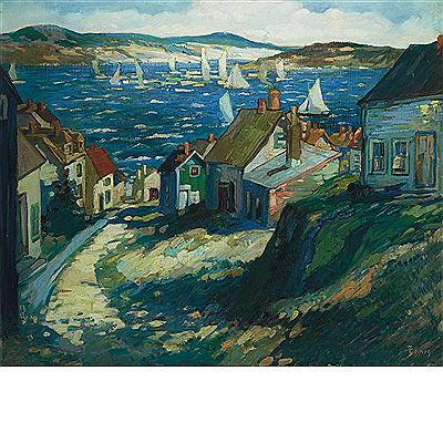Sailboats in Harbor, Eastport, Maine by George Pearse Ennis - Auction record, sale price, and art valuation. Compare with similar artists and explore comparable artworks.