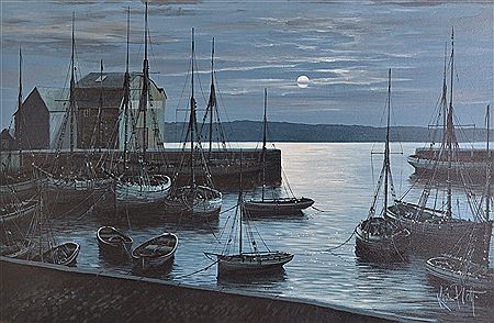 Evening, a Calm Harbour by Kevin Platt - Auction record, sale price, and art valuation. Compare with similar artists and explore comparable artworks.