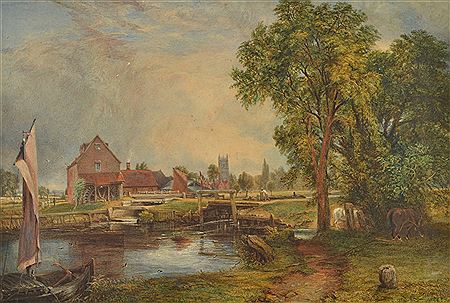After JOHN CONSTABLE Dedham Lock and Mill by John Cleghorn - Auction record, sale price, and art valuation. Compare with similar artists and explore comparable artworks.