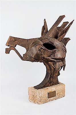 Sample artwork by Aurelio Teno (1927 - 2013), known for bird, expresssionist human head and jeweled figure sculpture - View similar artists and auction records