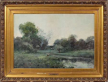 FIELD WITH FIGURE & HOUSE