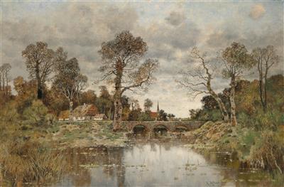 River Landscape with Stone Bridge