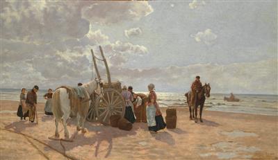 Fisherman on the Beach by Hermann Baisch - Auction record, sale price, and art valuation. Compare with similar artists and explore comparable artworks.