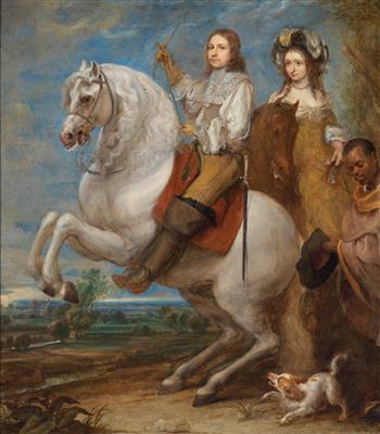 Equestrian portrait of an elegant couple in the company of a servant by Gonzales Coques - Auction record, sale price, and art valuation. Compare with similar artists and explore comparable artworks.