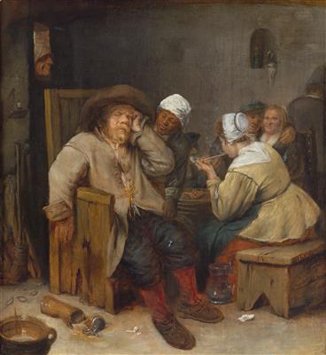 Rustic company at a tavern by Joos Van Craesbeeck - Auction record, sale price, and art valuation. Compare with similar artists and explore comparable artworks.