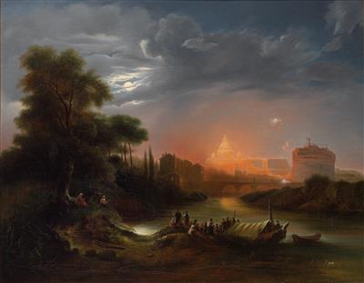 Feuerwerk über dem Castel Sant’Angelo, der Petersdom im Hintergrund