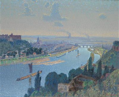 View of the city of Pirna with the Elbe River