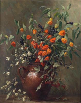 Still Life with Chinese Lanterns, Blackthorn and Hops