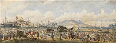 An entertainment with a circus in Vienna, Kahlenberg and Leopoldsberg in the background