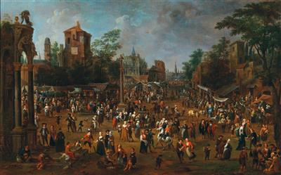 Sample artwork by Pieter Van Bredael (1629 - 1719), known for southern european landscape (with markets and village fairs), battle scenes and genre painting - View similar artists and auction records