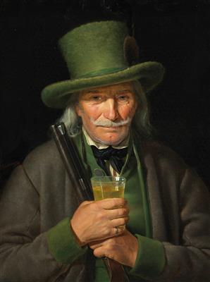 An Old Chamois Hunter with a Glass of Styrian Wine in his Hand by Joseph Weidner - Auction record, sale price, and art valuation. Compare with similar artists and explore comparable artworks.